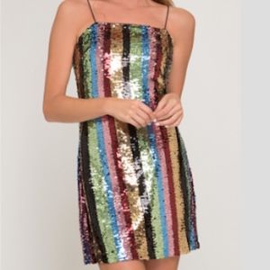 Sequin multicolor mini dress